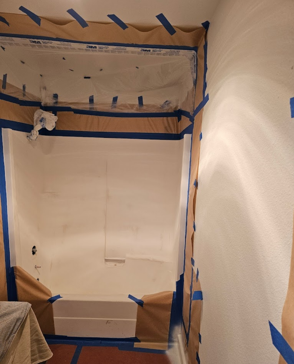 Shower renovation in progress with custom tiling and design