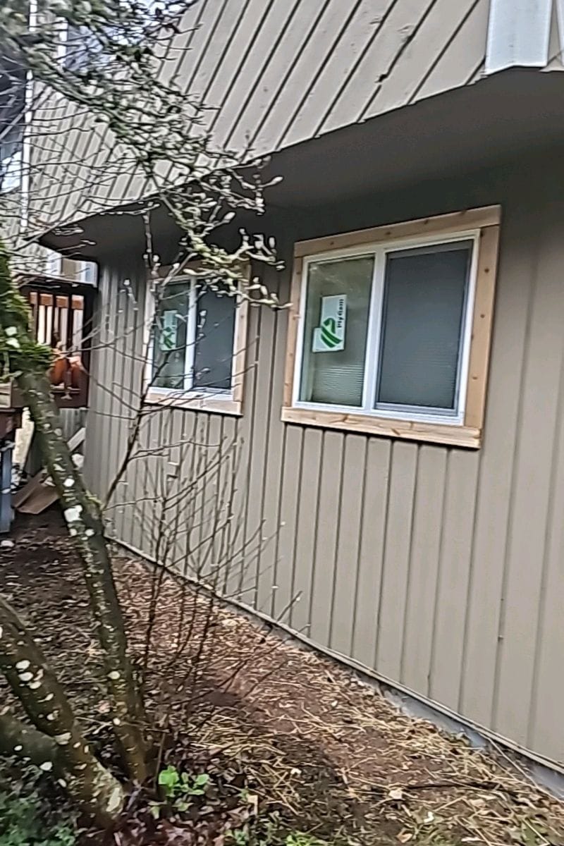 Close-up of modern siding with fresh paint