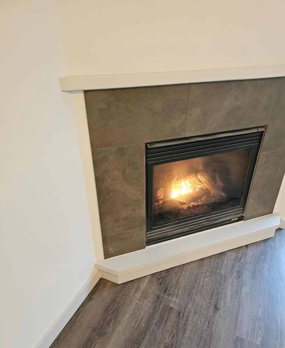 Contemporary fireplace in a functional home addition