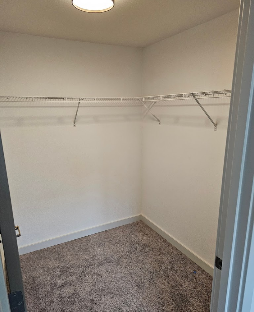 Closet addition with spacious shelving and clean layout