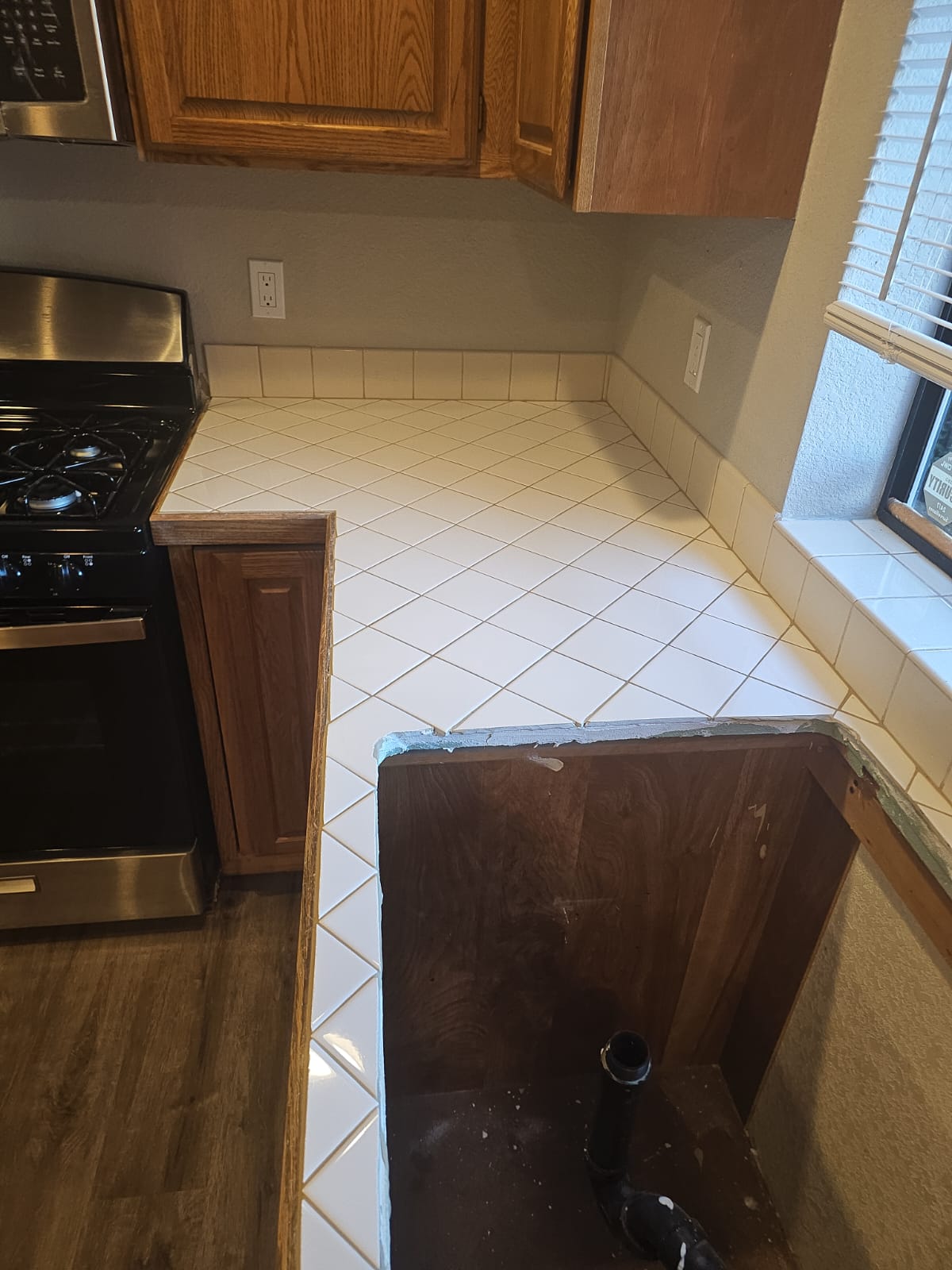 Newly renovated kitchen with elegant countertops