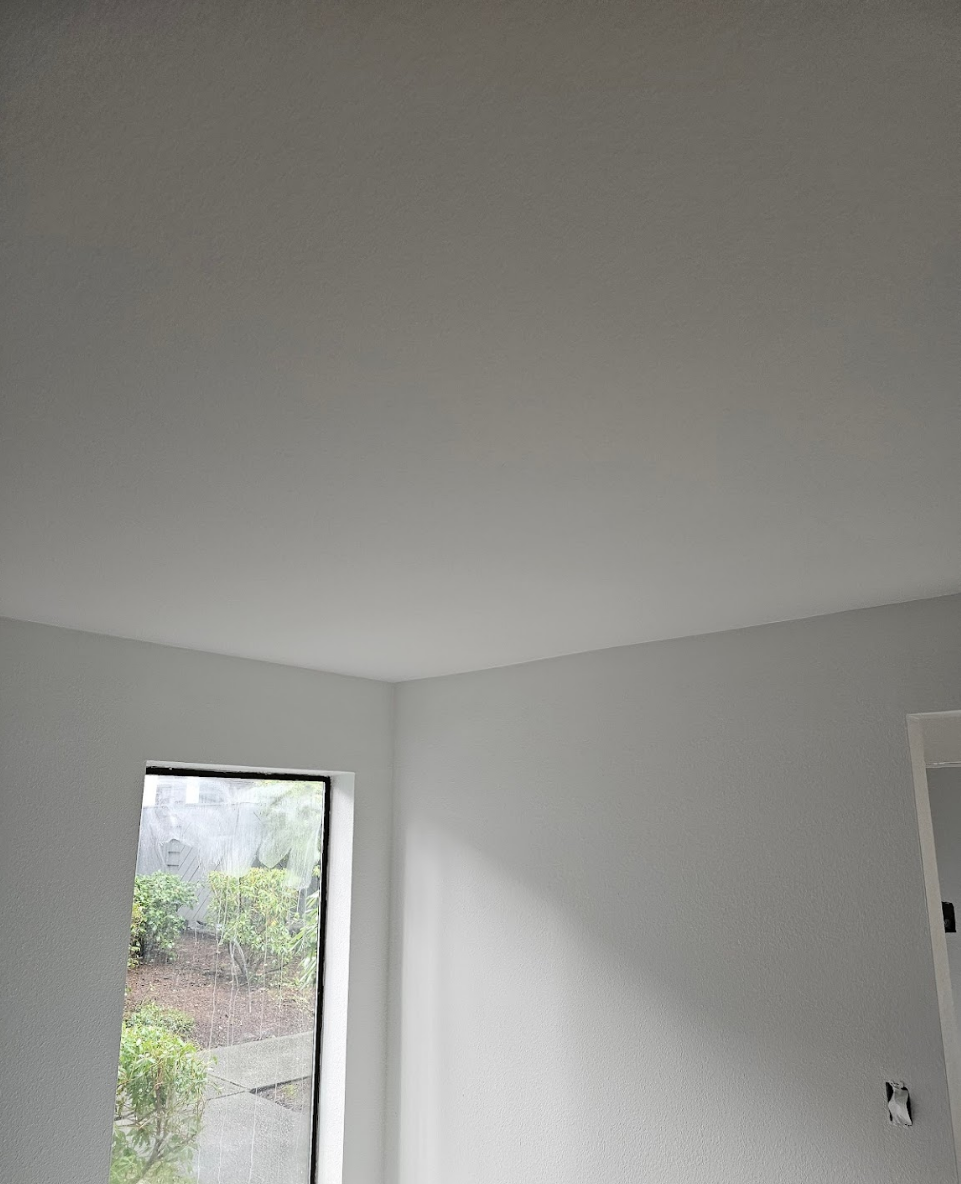 Ceiling and walls freshly painted for a clean and modern look