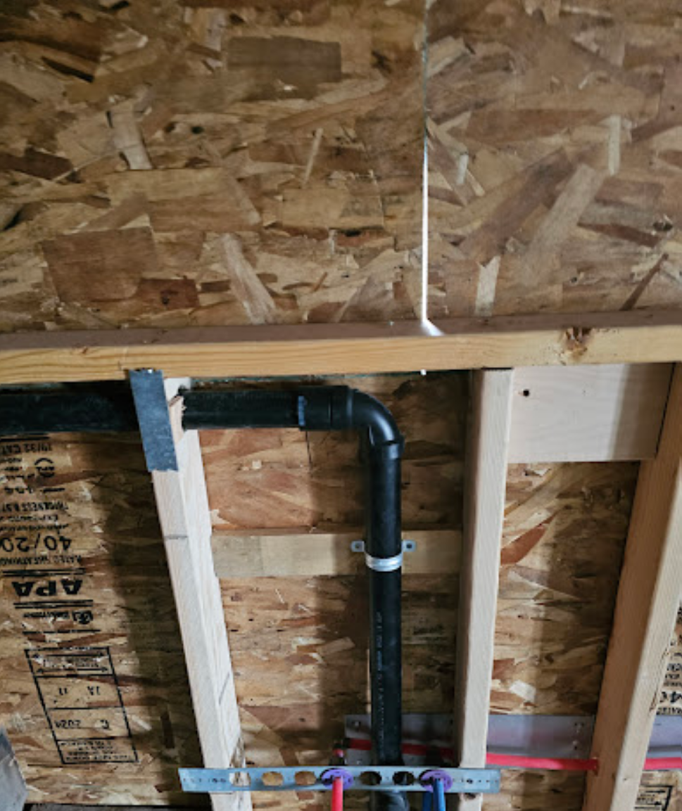 Newly installed piping with secure fittings